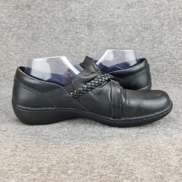 ✅Clarks Collection Cora Braid Black Leather Slip On Comfort Shoes Women's 10M - Picture 9 of 10